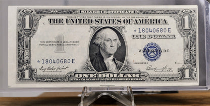 1935E Silver Certificate 1 Dollar Star Note - Uncirculated (UNC) Grade - E Series Silver Cert 1935 Star Note - High Grade Fr#1614*