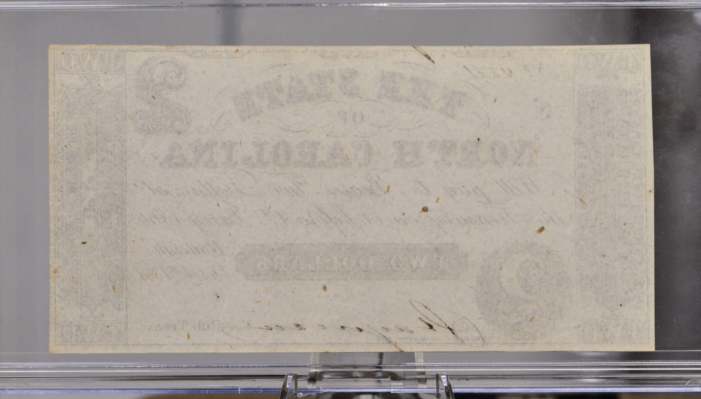 1861 State of North Carolina 2 Dollar Obsolete Note - Uncirculated - Confederate Currency - 1861 Raleigh NC Two Dollars Obsolete Note