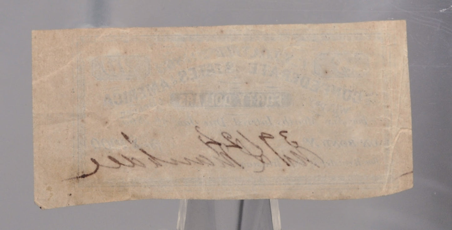 1863 Confederate 40 Dollars on 1000 Dollar Bond Loan Coupon - C.S. Loan of Feb. 20th, 1863 - Civil War Era Confederate Loan Interest Coupon