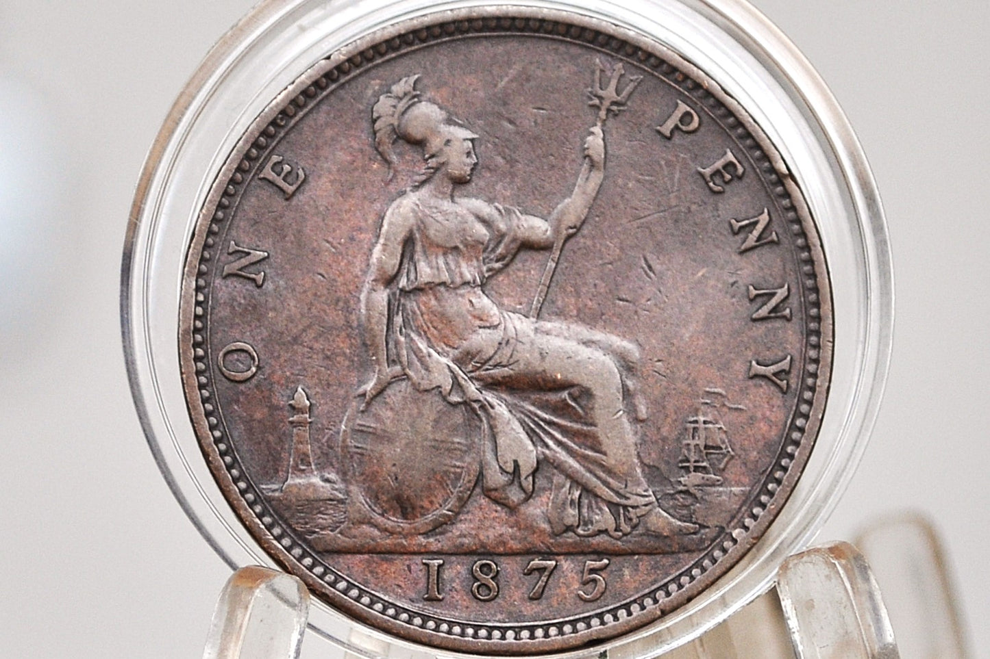 1875 Great Britain One Penny - XF (Extremely Fine) - UK Penny 1875 Queen Victoria Penny - Bronze