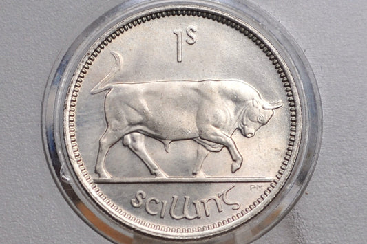 1954 Irish Shilling Coin - Gem Uncirculated - Vintage Irish Coin Ireland 1954 Shilling - Bull Design