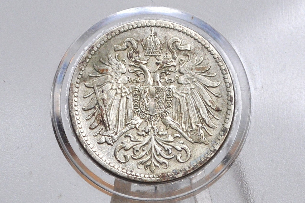 1916 Austria-Hungary 10 Heller - Great Condition, Awesome Design - Vertical Shield - Franz Joseph I -