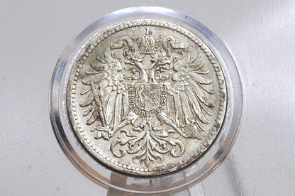 1916 Austria-Hungary 10 Heller - Great Condition, Awesome Design - Vertical Shield - Franz Joseph I -
