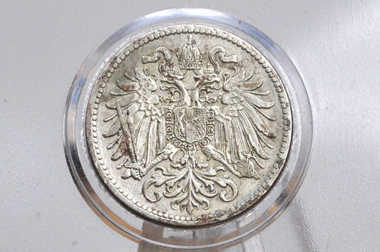 1916 Austria-Hungary 10 Heller - Great Condition, Awesome Design - Vertical Shield - Franz Joseph I -