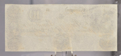 1800s Bank of Bennington 10 Dollar Obsolete Note - Vermont Obsolete Currency - Unissued Remainder - 1800s Bennington Ten Dollars Banknote