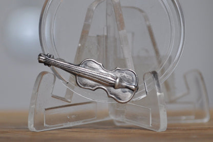 Miniature Violin 925 Sterling Silver Brooch - Sterling Silver Violin Brooch