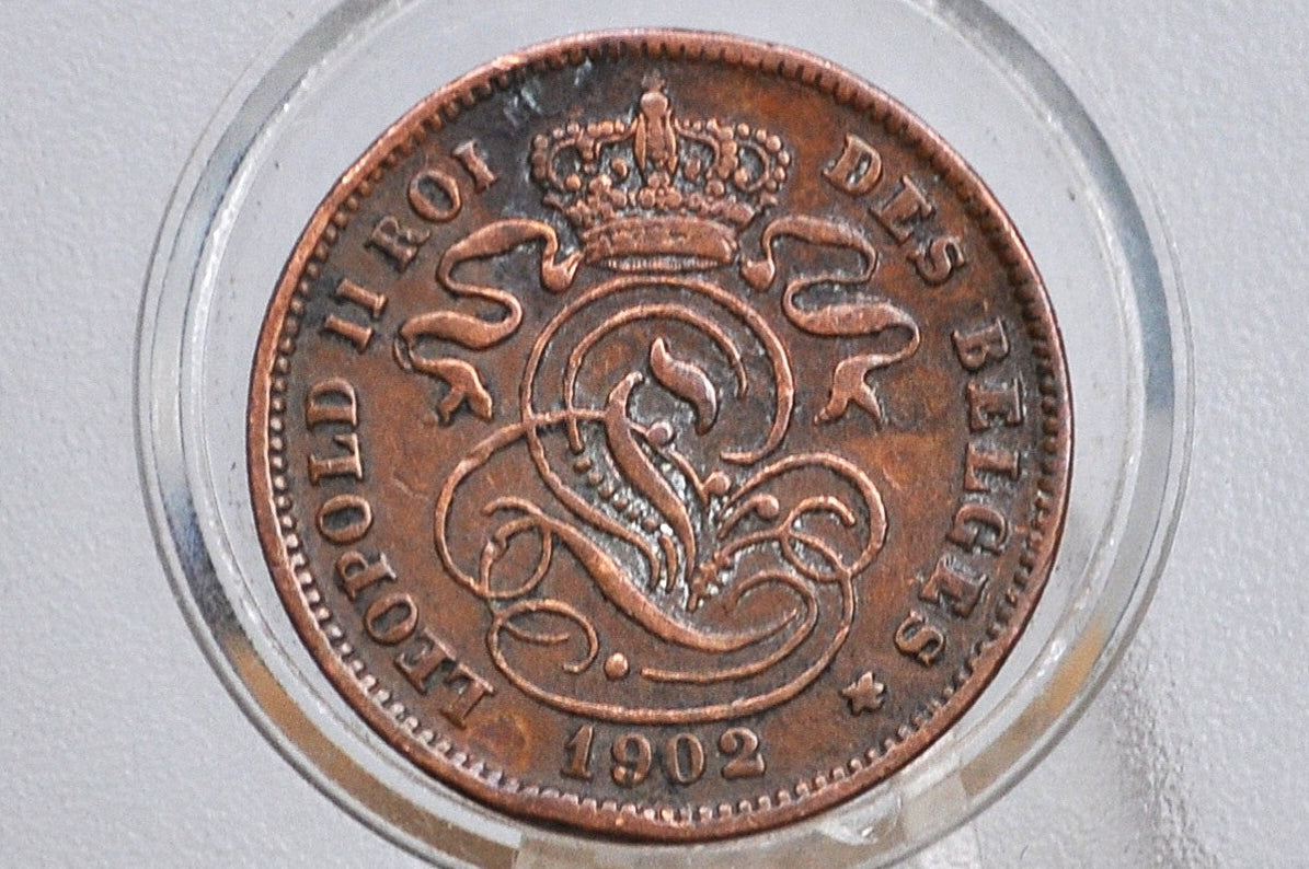 1902 Belgium 2 Centimes - XF Condition  - Leopold II - French Text - 1902 Belgium 2 Cents, Incredible Coin for a collection