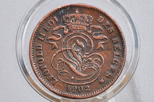 1902 Belgium 2 Centimes - XF Condition  - Leopold II - French Text - 1902 Belgium 2 Cents, Incredible Coin for a collection