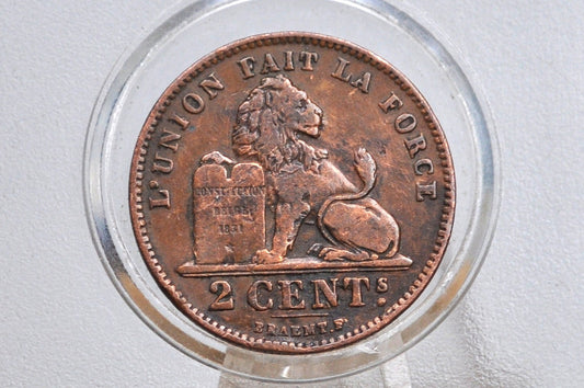 1902 Belgium 2 Centimes - XF Condition  - Leopold II - French Text - 1902 Belgium 2 Cents, Incredible Coin for a collection
