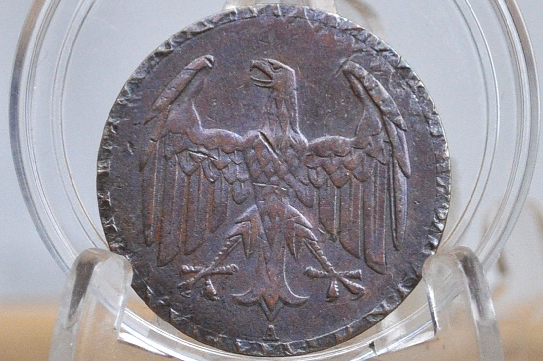 1932 German Weimar Republic 4 Pfennig Deutsches Reich  - XF Details. Graffiti on Rim - Second Reich of Germany 1932 -