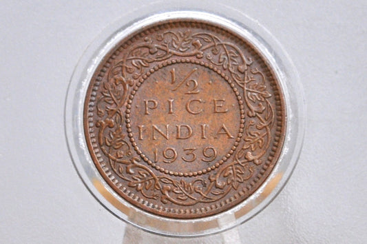 India 1/2 Pice 1939 - Fine Condition - 1939 India 1/2 Paisa - George VI - British India One Half Piece, High Grade, Great Coin