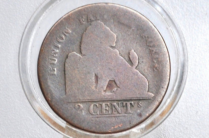 1833 Belgian 2 Centimes - VG/F Condition - Leopold I - 1833 Belgium 2 Cents, Incredible Coin for a collection, Rare Year