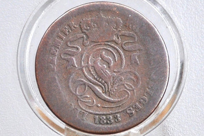 1833 Belgian 2 Centimes - VG/F Condition - Leopold I - 1833 Belgium 2 Cents, Incredible Coin for a collection, Rare Year