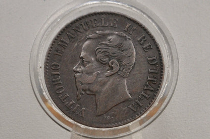 1861 2 Centesimi Italian Coin - Very Fine Condition - Victor Emmanuel II - Unique Find - Italy 1861 2 Cent Coin 1861 Italian Coin 1861 N