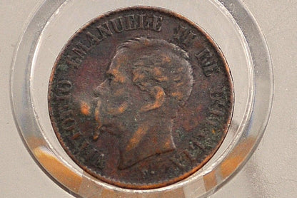 1867 Italian 1 Centesimo - F/VF - 1867 1 Cent Coin Italy - Vittorio Emanuele II - Copper - 1867 1 Centesimo M