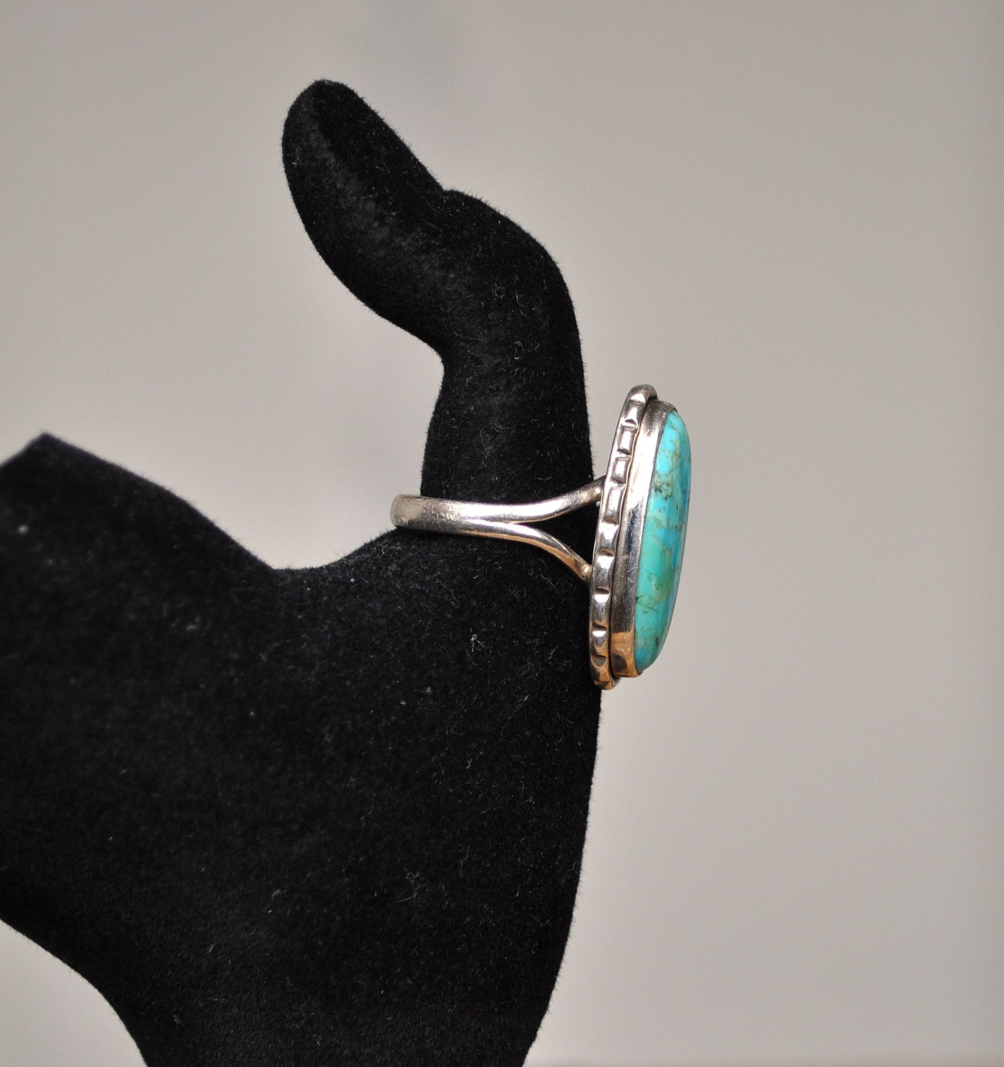 Stunning 925 Sterling Silver Turquoise Oval Ring - Size 10 - Turquoise Sterling Silver Ring