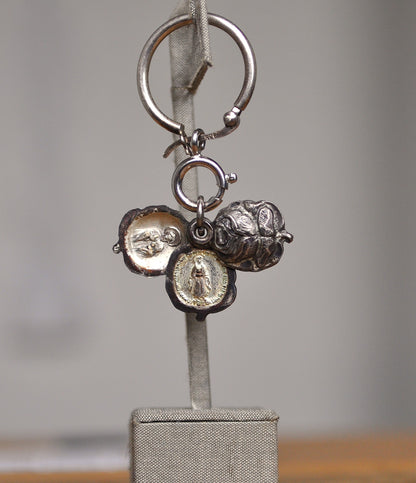 Antique Christian 3-Piece Mystic Rose Pendant Charm - Sterling Creed 3-Piece Sliding Rose Charm - HMH Religious Sliding Rose