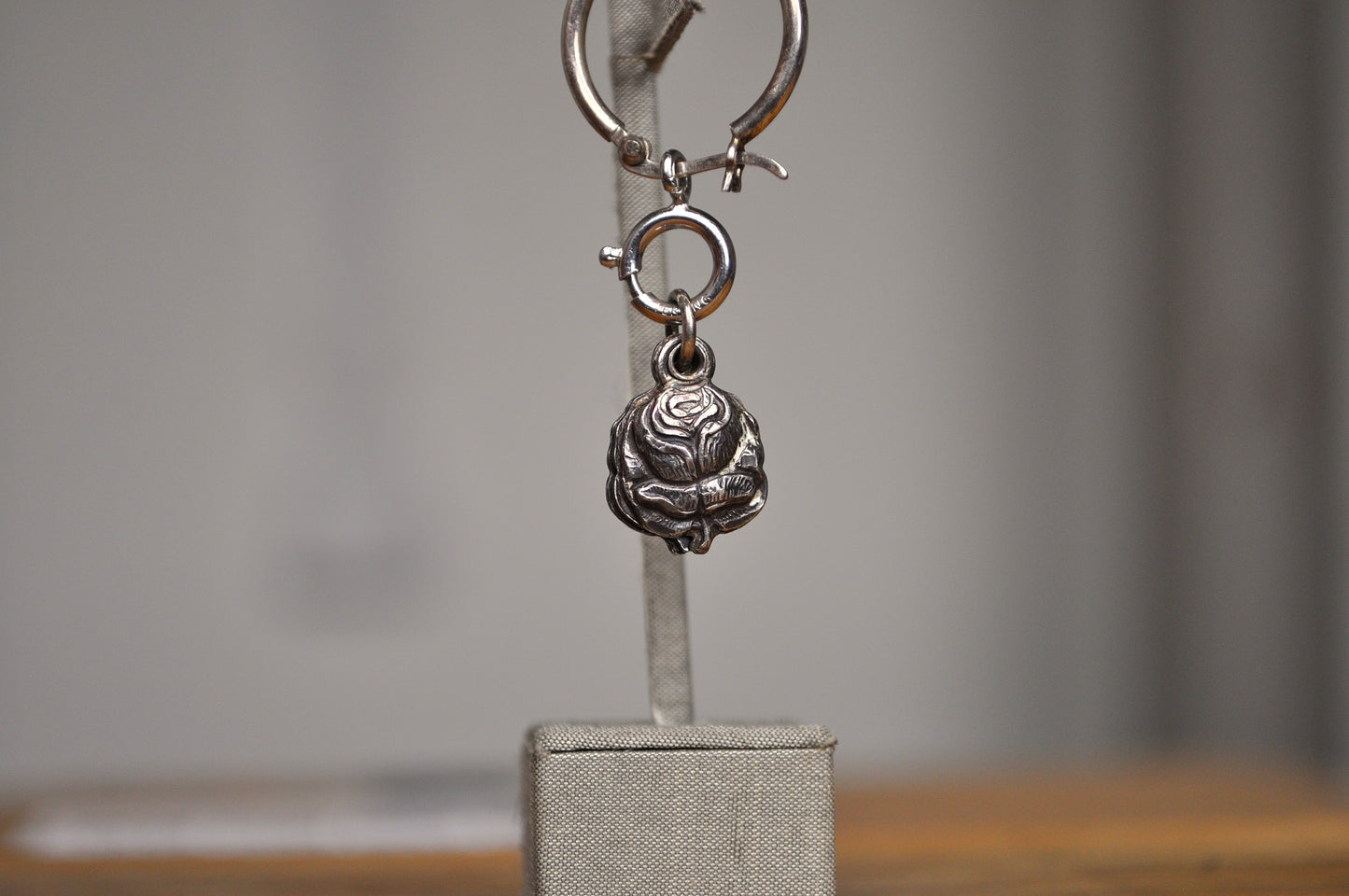 Antique Christian 3-Piece Mystic Rose Pendant Charm - Sterling Creed 3-Piece Sliding Rose Charm - HMH Religious Sliding Rose