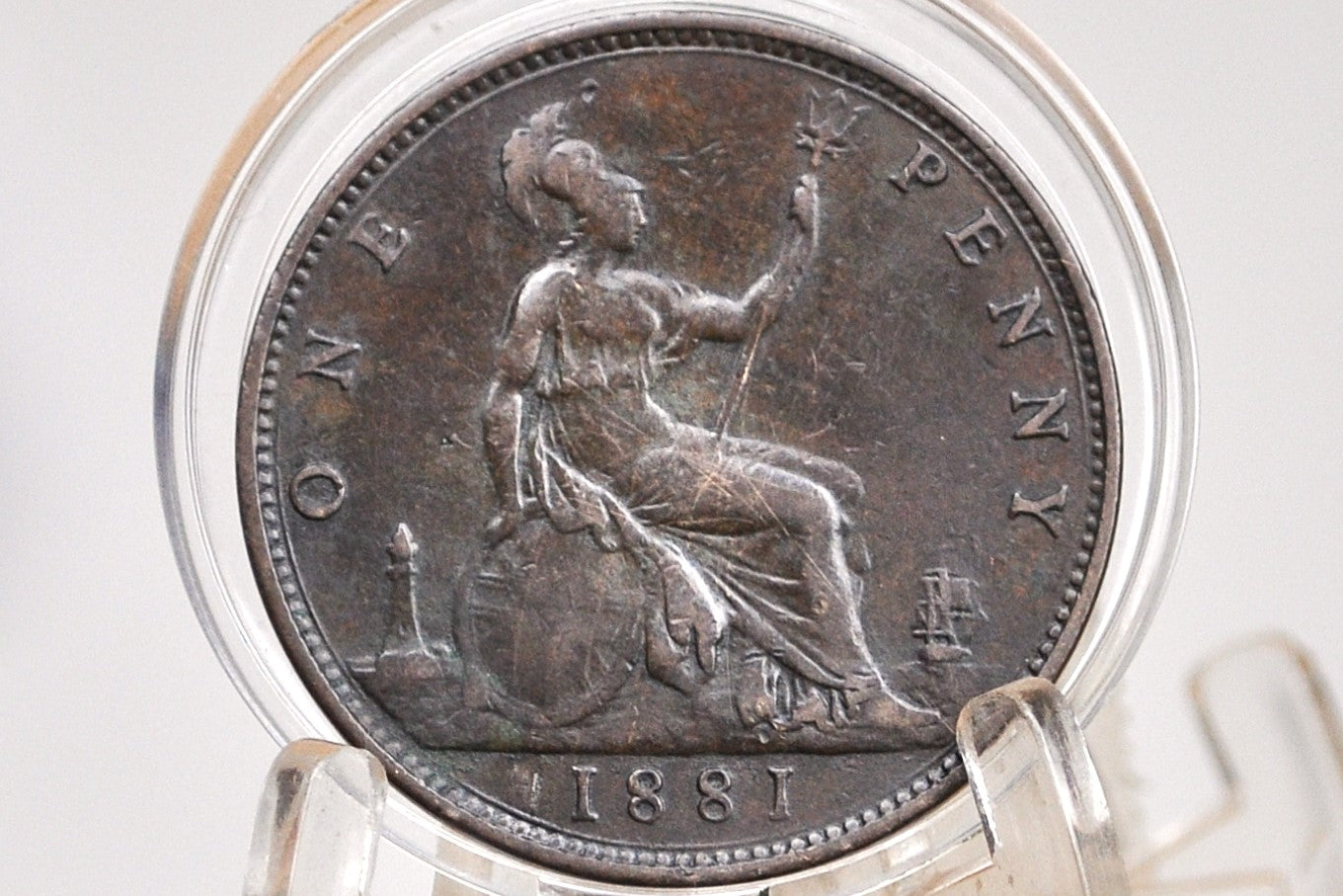 1881 Great Britain One Penny - VF (Very Fine) - UK Large Penny 1881 - Queen Victoria Young Head 1881 Copper UK penny