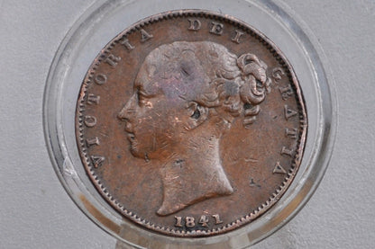 1841 Farthing Great Britain - Great Details - UK Farthing 1841 - Queen Victoria Young Head