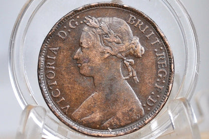 1876 Great Britain Half Penny - Rarer Date! VF/XF Details - UK 1/2 Penny 1876 Queen Victoria Halfpenny 1876 - Bronze