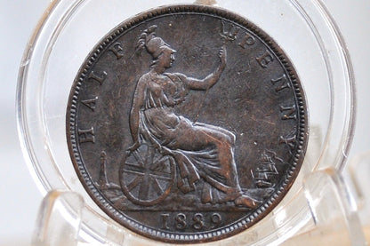 1889 Great Britain Half Penny - VF/XF Details - UK Half Penny 1889 - Queen Victoria 1/2 Penny - Bronze - ha'penny 1889