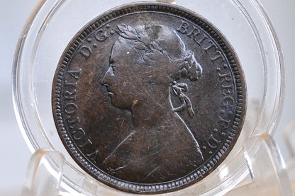 1889 Great Britain Half Penny - VF/XF Details - UK Half Penny 1889 - Queen Victoria 1/2 Penny - Bronze - ha'penny 1889