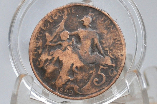 1899-1916 French 5 Centimes Coin - Choose by Date, Five Centimes France, Beautiful Coin, Authentic -