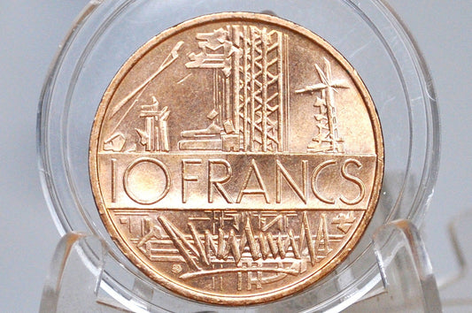 1975 French 10 Francs Coin - Great Condition Ten Hundred Franc Coin 1975 France - Mint Luster - High Grade