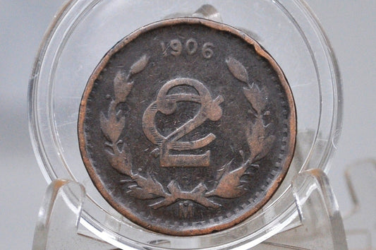 1906 Mexican 2 Centavos - Great Condition - Mexico City Mint - Mexican Republic Coins -