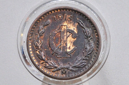 1914 Mexican 1 Cent - BU Condition - Mexico City Mint - Mexican Republic Coins -