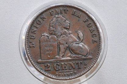 1909 Belgium 2 Centimes - XF Condition  - Leopold II - French Text - 1909 Belgium 2 Cents, Incredible Coin for a collection