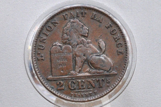 1909 Belgium 2 Centimes - XF Condition  - Leopold II - French Text - 1909 Belgium 2 Cents, Incredible Coin for a collection
