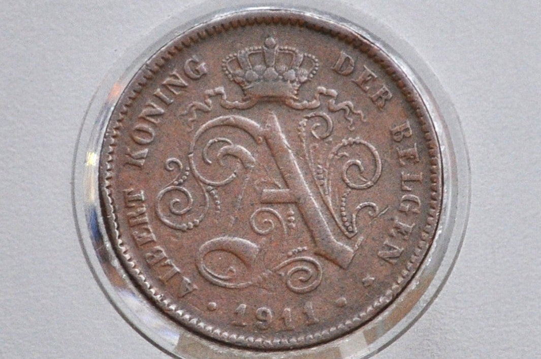 1911 Belgium 2 Centimes - XF Condition  - Leopold II - Dutch Text - 1911 Belgium 2 Cents, Incredible Coin for a collection