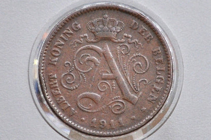 1911 Belgium 2 Centimes - XF Condition  - Leopold II - Dutch Text - 1911 Belgium 2 Cents, Incredible Coin for a collection
