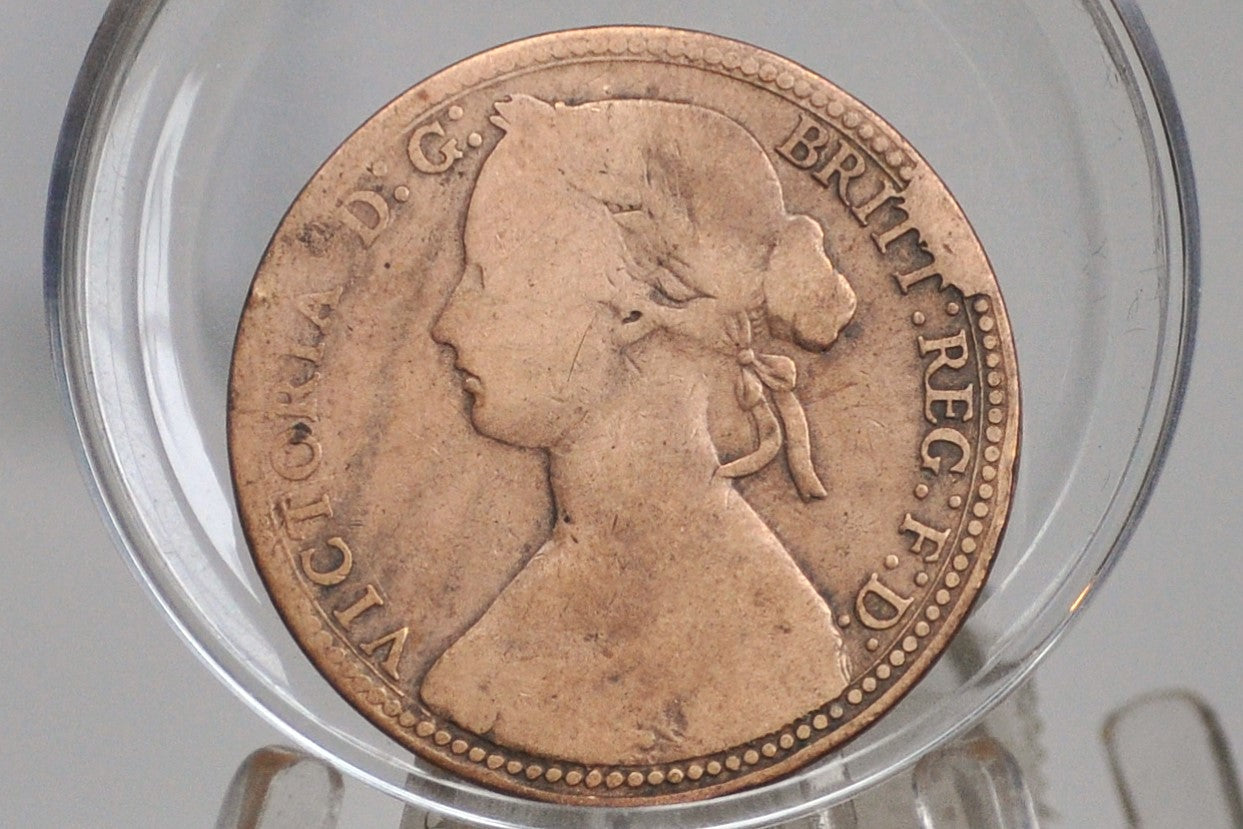 1860 Great Britain One Penny - VG/VG+ Details - UK Large Penny 1860 - Queen Victoria 1 Penny - Bronze - UK penny 1860