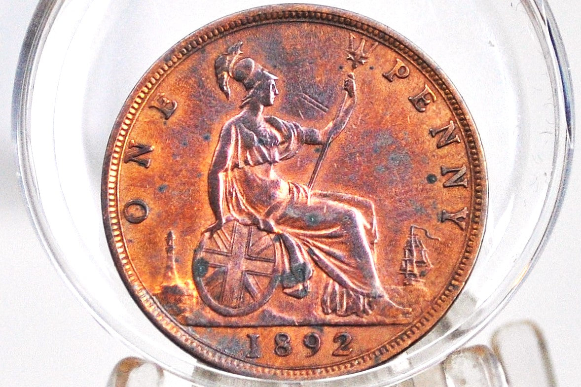 1892 Great Britain Penny - AU Details, Likely Cleaned - UK Penny 1892 England Cent 1892