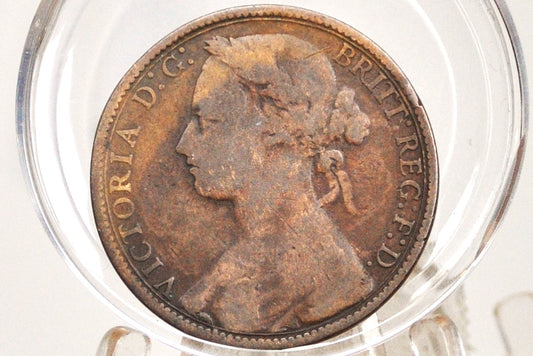 1875 Great Britain One Penny - Fine Details - UK Penny 1875 Queen Victoria Penny - Bronze