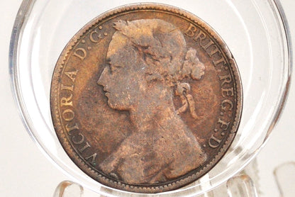 1875 Great Britain One Penny - Fine Details - UK Penny 1875 Queen Victoria Penny - Bronze