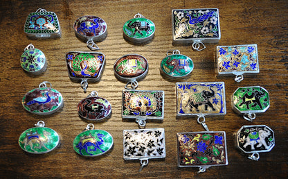 Sterling Silver Vintage Pill Box - Handmade Enamel Sterling Silver Trinket Box From India - Vintage Indian Snuff/Pill Decorative Storage Container