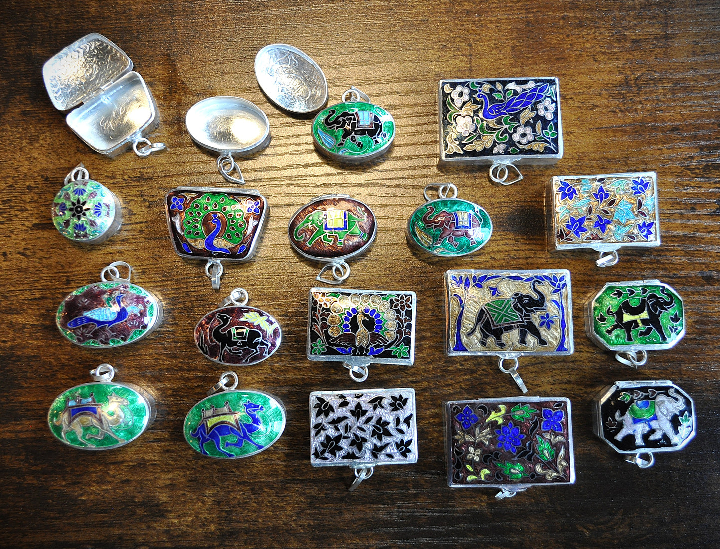 Sterling Silver Vintage Pill Box - Handmade Enamel Sterling Silver Trinket Box From India - Vintage Indian Snuff/Pill Decorative Storage Container