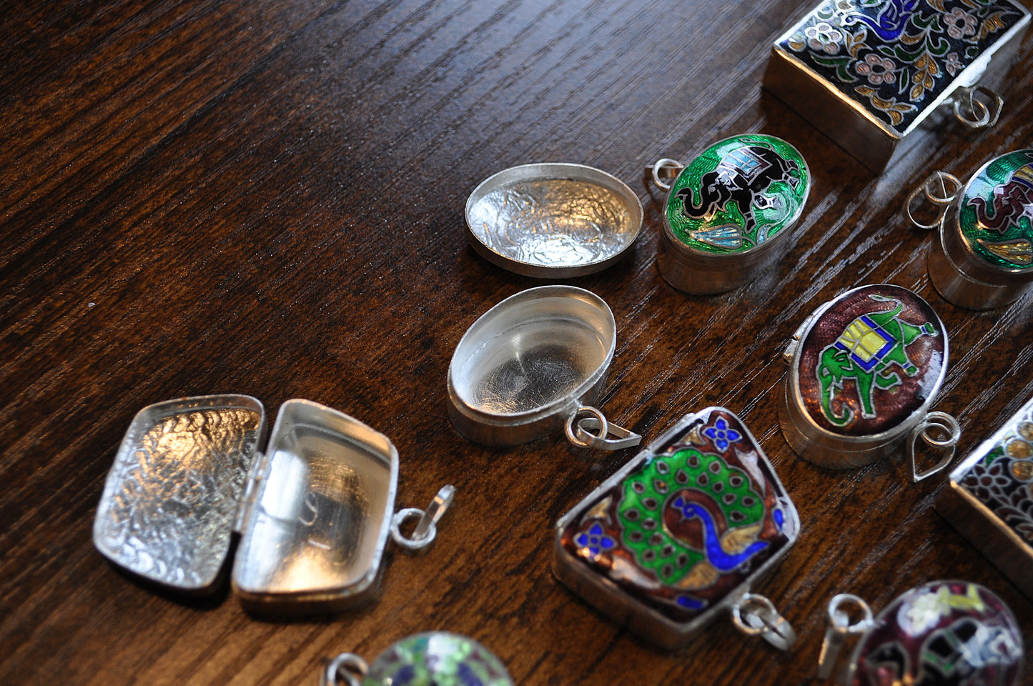 Sterling Silver Vintage Pill Box - Handmade Enamel Sterling Silver Trinket Box From India - Vintage Indian Snuff/Pill Decorative Storage Container