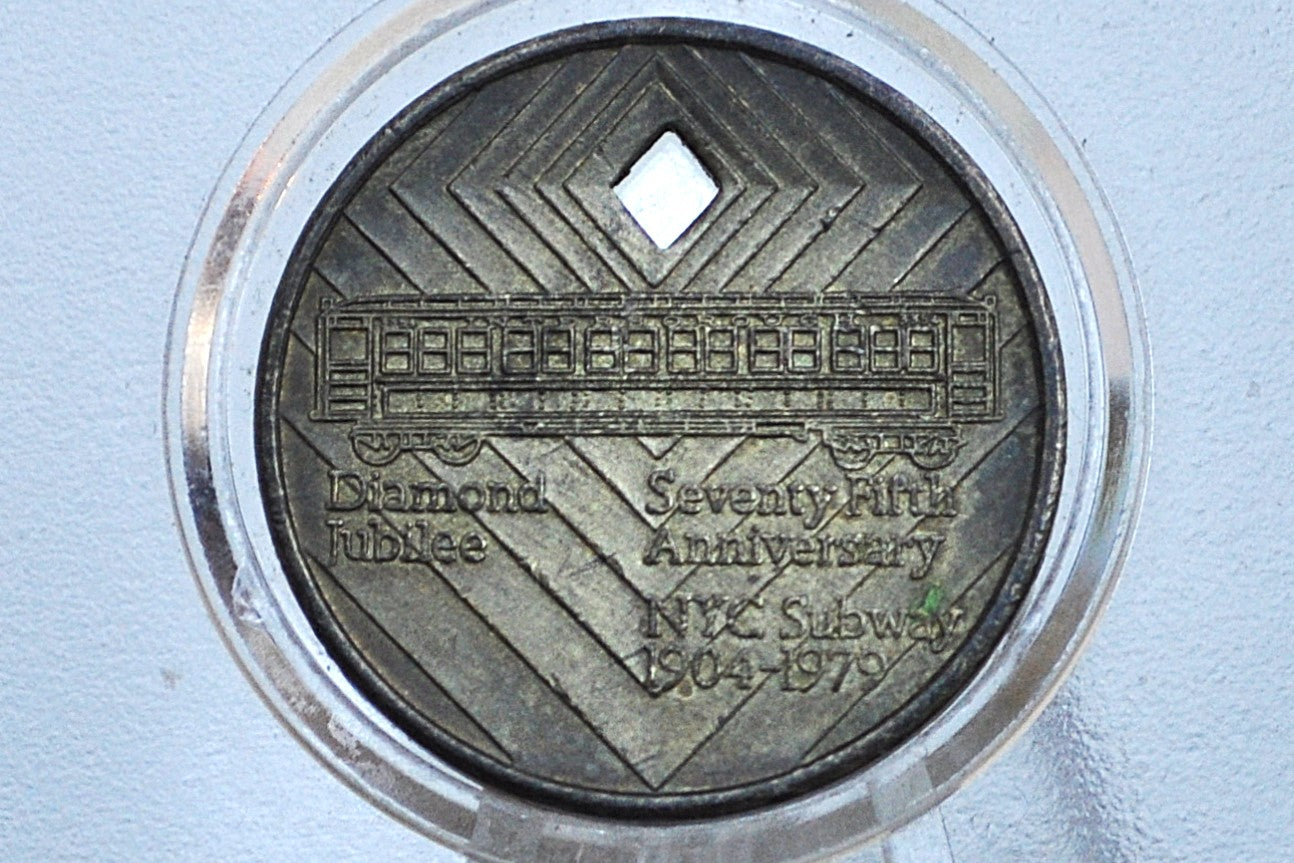 N.Y.C. Diamond Jubilee 75th Anniversary Metro Token - 1979 New York Subway Diamond Jubilee Anniversary Token