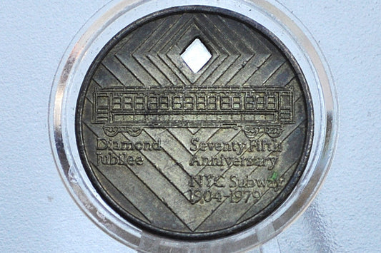 N.Y.C. Diamond Jubilee 75th Anniversary Metro Token - 1979 New York Subway Diamond Jubilee Anniversary Token