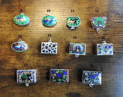 Sterling Silver Vintage Pill Box - Handmade Enamel Sterling Silver Trinket Box From India - Vintage Indian Snuff/Pill Decorative Storage Container