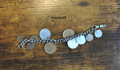 Vintage Coin Bracelets! Bracelet Coin Charms, Travel Charm Bracelet, Choose by Bracelet! Coin Charm Bracelet, Heritage Charms
