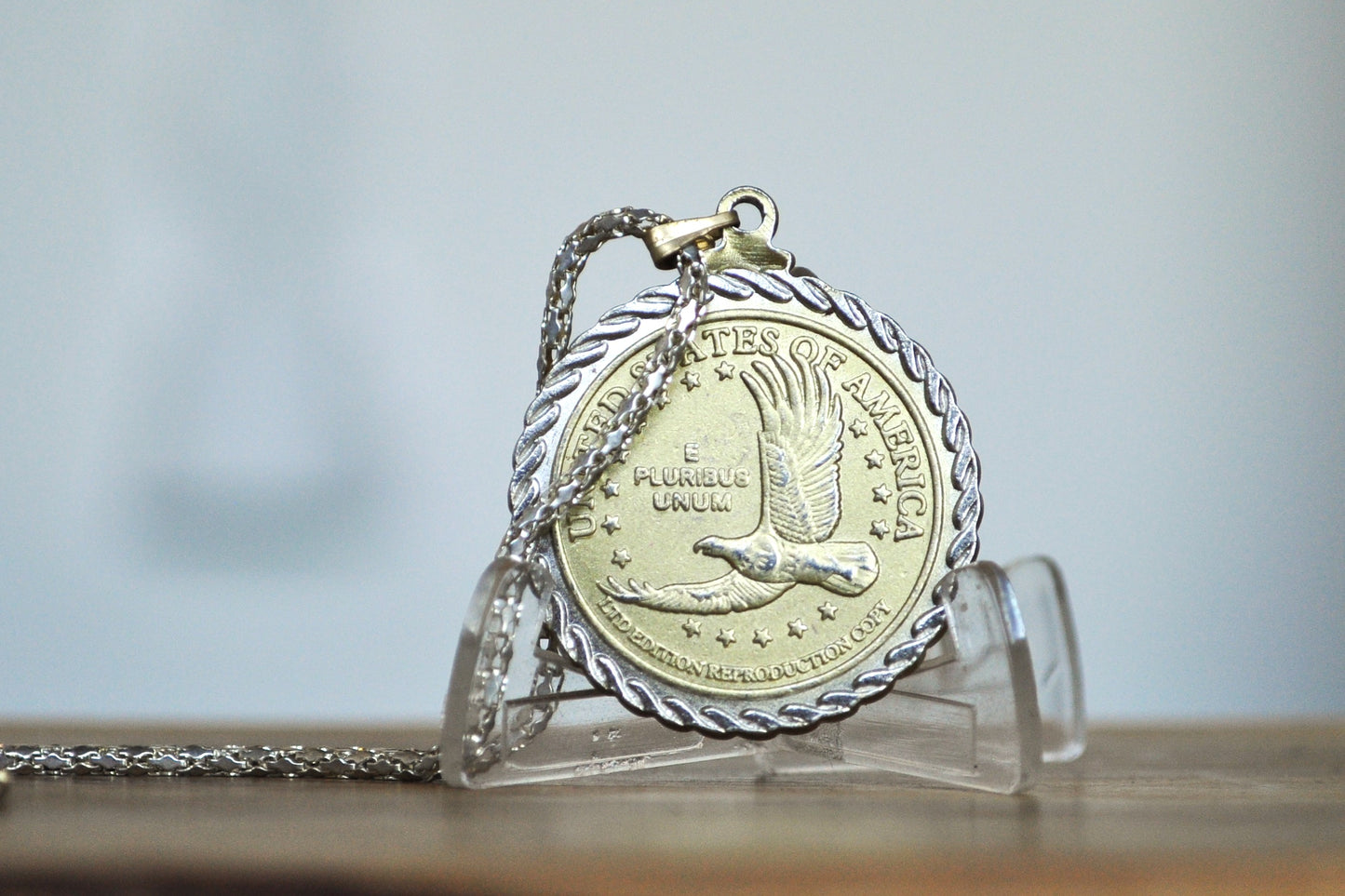 Sacagawea Necklace Gold-Tone Reproduction Coin American Indian Council 2011 - 2011 Gold-Tone Sacagawea Coin Necklace