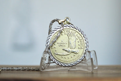 Sacagawea Necklace Gold-Tone Reproduction Coin American Indian Council 2011 - 2011 Gold-Tone Sacagawea Coin Necklace