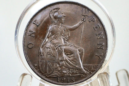 1918 Great Britain One Penny - Choose by Grade / Coin - UK Penny 1918 - Higher Grades!