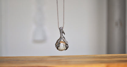 Mystical Sterling Silver Dragon Claw Clutching Crystal Ball Pendant - Sterling Silver Dragon Talon - Glass Crystal Ball Dragon Claw Pendant